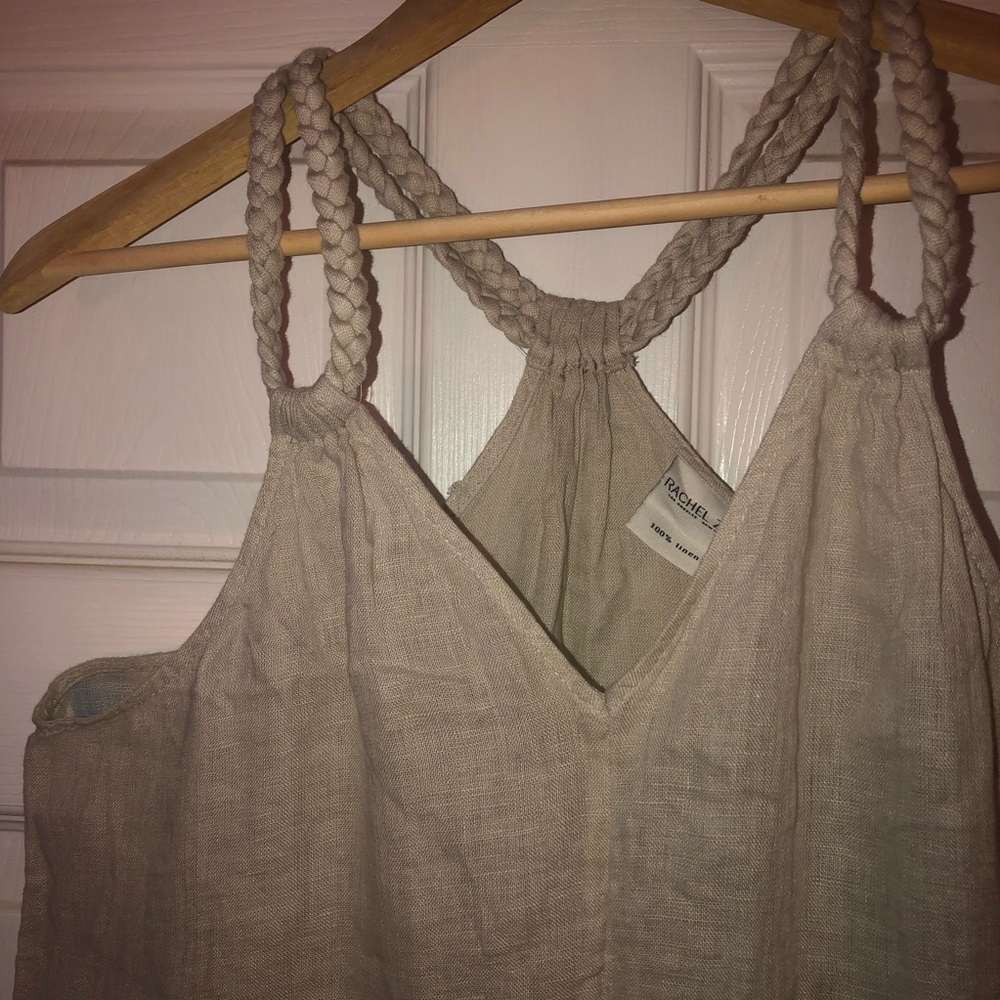 Rachel Zoe Linen Midi Dress with Braided Halter Straps in Beige - Picture 5 of 9